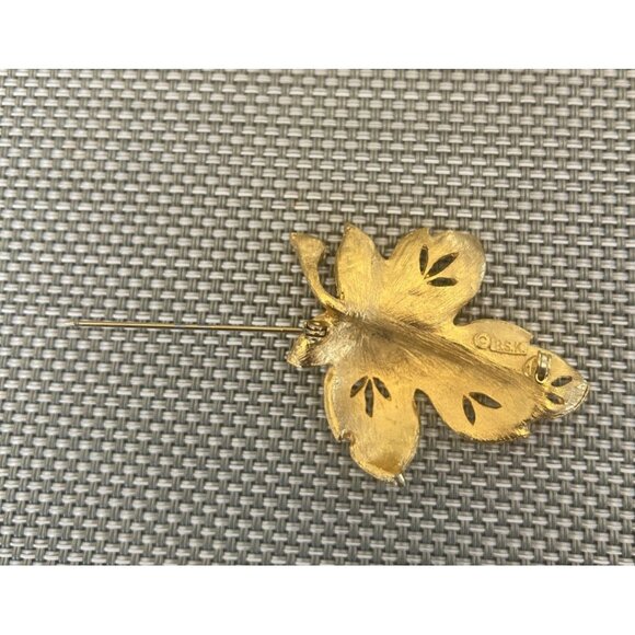 Vintage Signed BSK Gold Tone Maple Leaf Brooch Pin 1960s - Picture 3 of 5